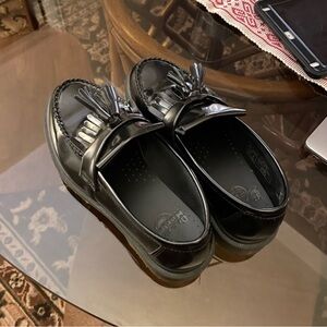 DR MARTENS ADRIAN WOMEN'S VIRGINIA LEATHER TASSEL LOAFERS BLACK PATENT